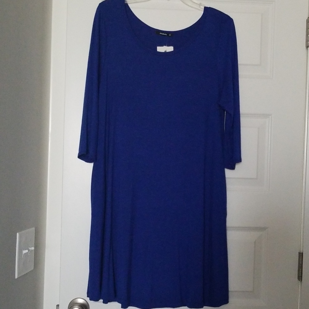 Round Neck Trapeze Pocket Dress